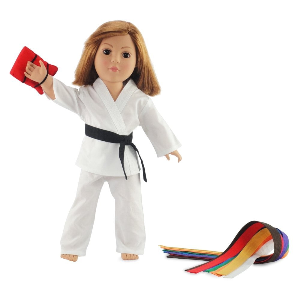 Details about   White Karate Jacket & Pants with 3 Belts fits American Girl & Other 18" Dolls 