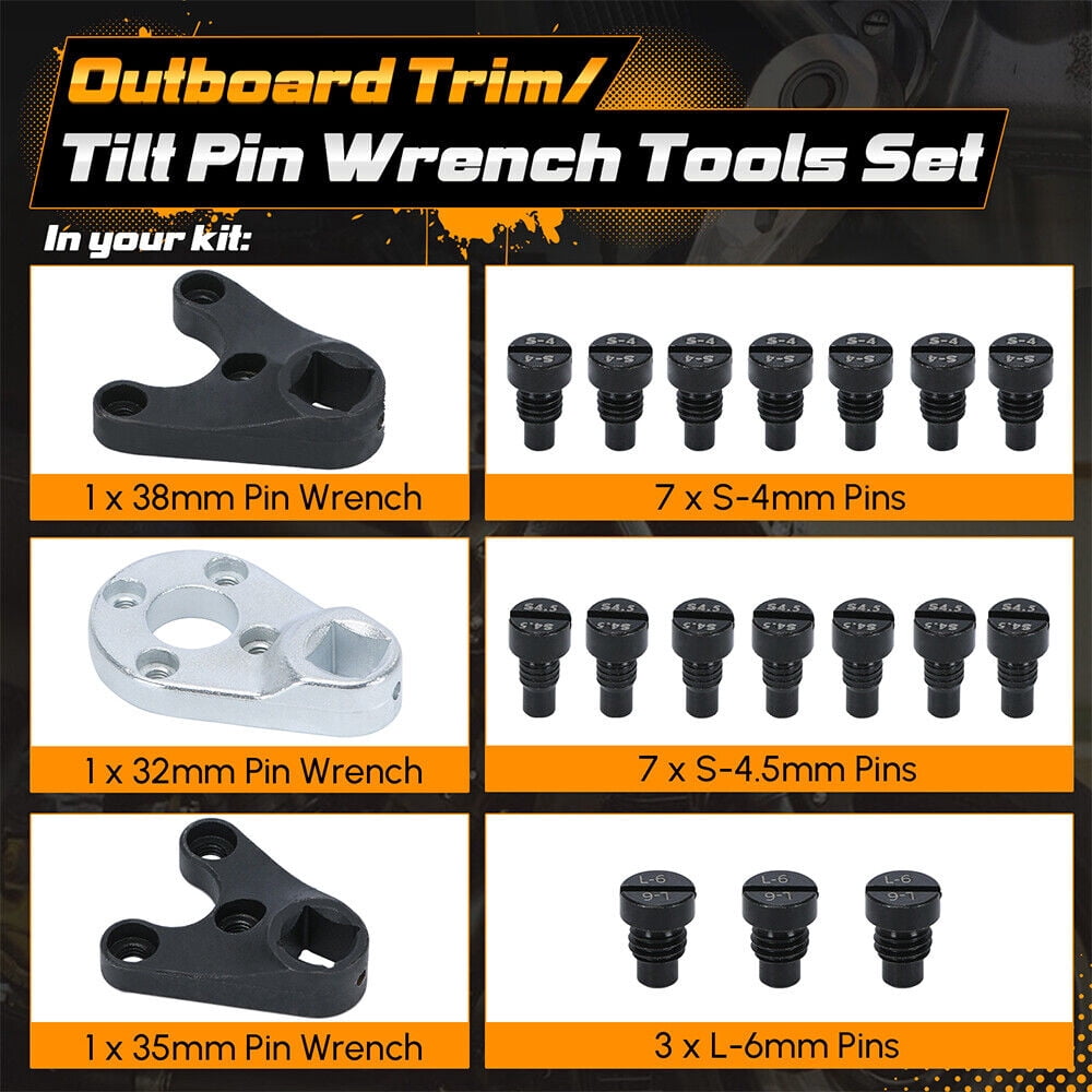 Outboard Trim/Tilt Pin Wrench Tool Set Fits for Yamaha Suzuki Johnson Evinrude