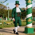 thumbnail image 2 of CONZONE St. Patrick Day Mens Elf Dress Up Green Clover Tailcoat And Hat Outfit Funny Party Stage Performance Clothes Set, 2 of 9