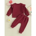 thumbnail image 4 of vera natura Toddler Girls Fall Outfits Pattern Side Slit Long Sleeve Sweatshirts Elastic Waist Pants 2Pcs Fall Clothes Set, 4 of 8