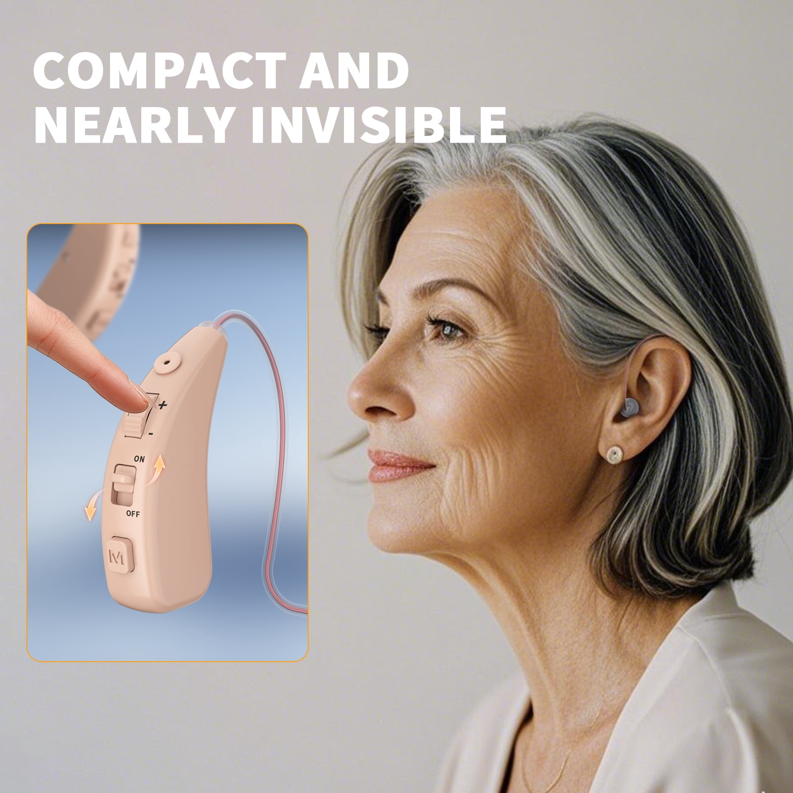 ELCTRTICI Hearing Aids for Seniors, Rechargeable Hearing Aid, VHP-1504 Binaural, Beige