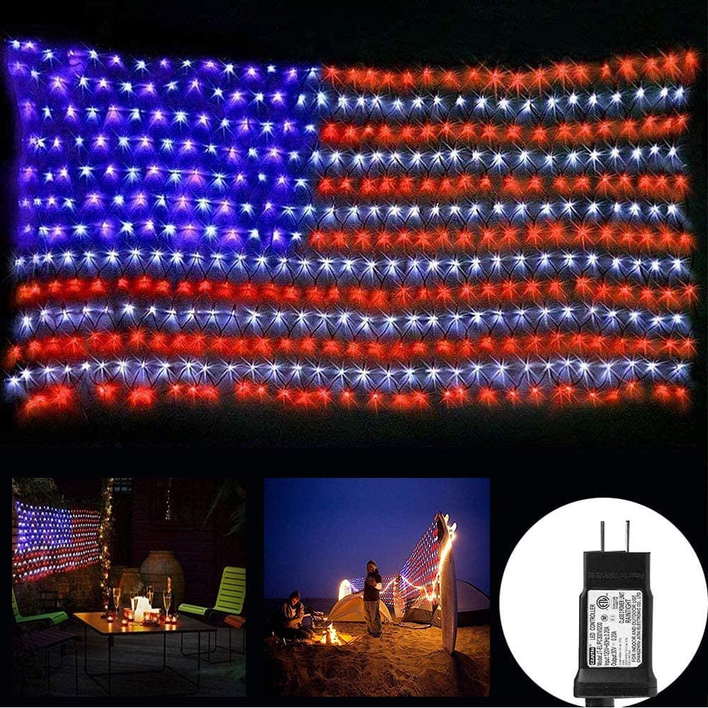American Flag lights, 6.56ft x 3.28ft Red White Blue Led Flag Lights