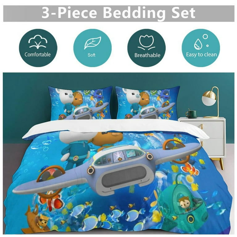 Octonauts Duvet Cover Set Cartoon Print Bedding Set 3pcs for Kids