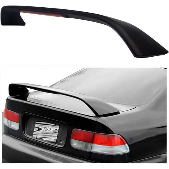 Kojem T-R Style Rear Trunk Lid Spoiler Wing Winglet with LED Brake Light Lamp Matte Black for 1996 1997 1998 1999 2000 Honda Civic 2DR