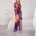 thumbnail image 3 of Picia Sunset Cloud Corgi Pattern Women’s Long-Sleeve Sleepwear Set - Soft 2-Piece Loungewear with Pockets, Comfy PJs for Relaxing Nights-Small, 3 of 7