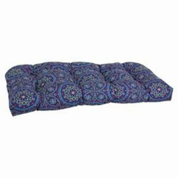Blazing Needles Rounded Back Tufted Outdoor Loveseat Cushion, 42 x 19, Alden Confetti