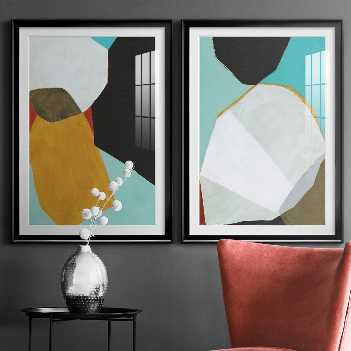 Wexford Home Graphica I Premium Framed Print, 22.5" x 30.5" - Ready to Hang, Black (Set of 2)