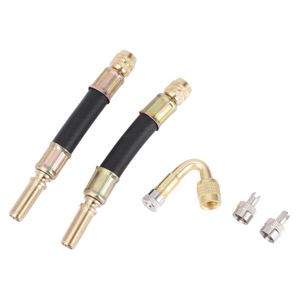 1Set 45 Grados Extensión de Válvula de Llanta de Cobre con Tubería de Extensión de Vástago de Llanta Plástica Flexible de 100mm para Carro Motocicleta RV Camión Bicicleta