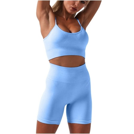 Abomasnow Women s Workout Sets 2 Piece Yoga Outfits High Waisted Yoga Leggings Shorts and Sports Bra Gym Clothes Tracksuit on Clearance