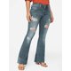 thumbnail image 4 of Jeans bootcut con botones rasgados y cintura baja vintage de los 90 para mujer 2023Azul claroMedio, 4 of 5