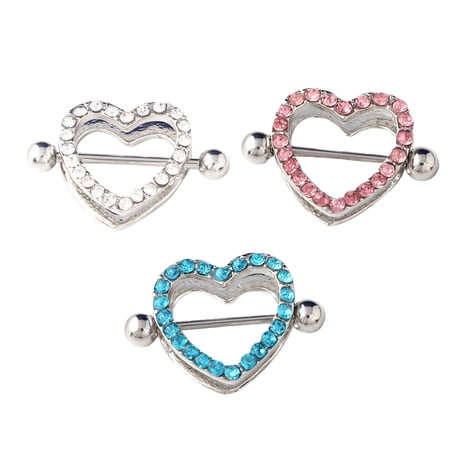 Racing Butterfly 1pc/1pair Heart Shaped Nipple Shield Nipple Ring Steel Barbell Piercing Jewelry