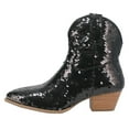 thumbnail image 3 of YDN Women Womens Sequins Closed Toe Ankle Booties Block Low Heel Side Zip Western Boots Sparkle Fall Weather Dress Shoes Size 9.5 Black, 3 of 4