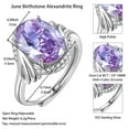thumbnail image 6 of Juwaliy 8Ct Birthstone Women Ring 925 Sterling Silver Halo Oval Alexandrite Ring Band Jewelry June Birthday Mom Grandma Mother's Day Gifts, 6 of 11