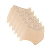 Bali Women`s Set of 6 Lacy Skamp Brief Panty 8, Mocha Mist Pack of 6