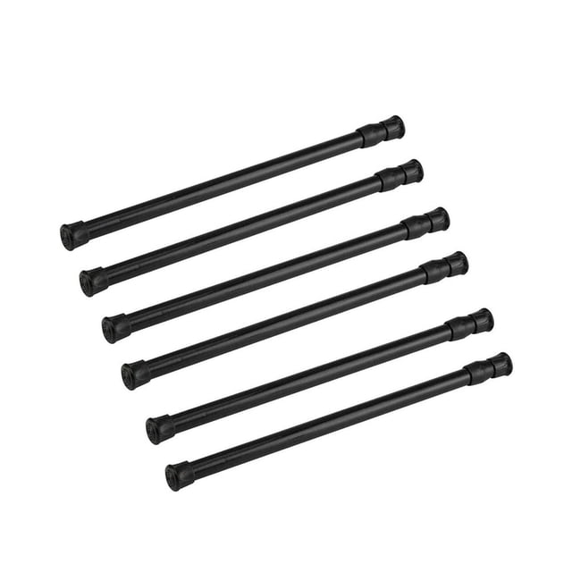 Dsseng 6 Pcs Spring Tension Curtain Rod 7-12 Inches Adjustable Expandable Pressure Black Curtain Tension Rods for Kitchen Bathroom Window Home