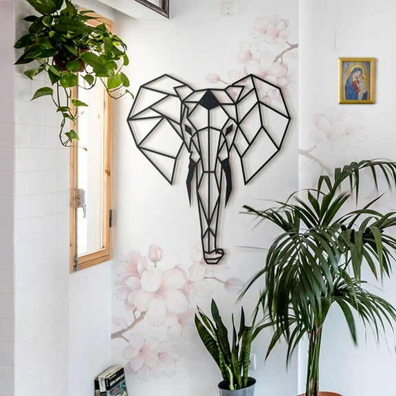 SUSSEXHOME Geometric Elephant Metal Wall Art - Unique Elephant Decor for Living Room, Bedroom, or Office, Modern Style (35.4" L x 29.5" W / 90x75 cm)