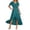 Dark Green, variant on Women's V Neck Wrap Dress Twisted Slit Pleated Waist Tie Short Sleeve Midi Dresses Color Size XL