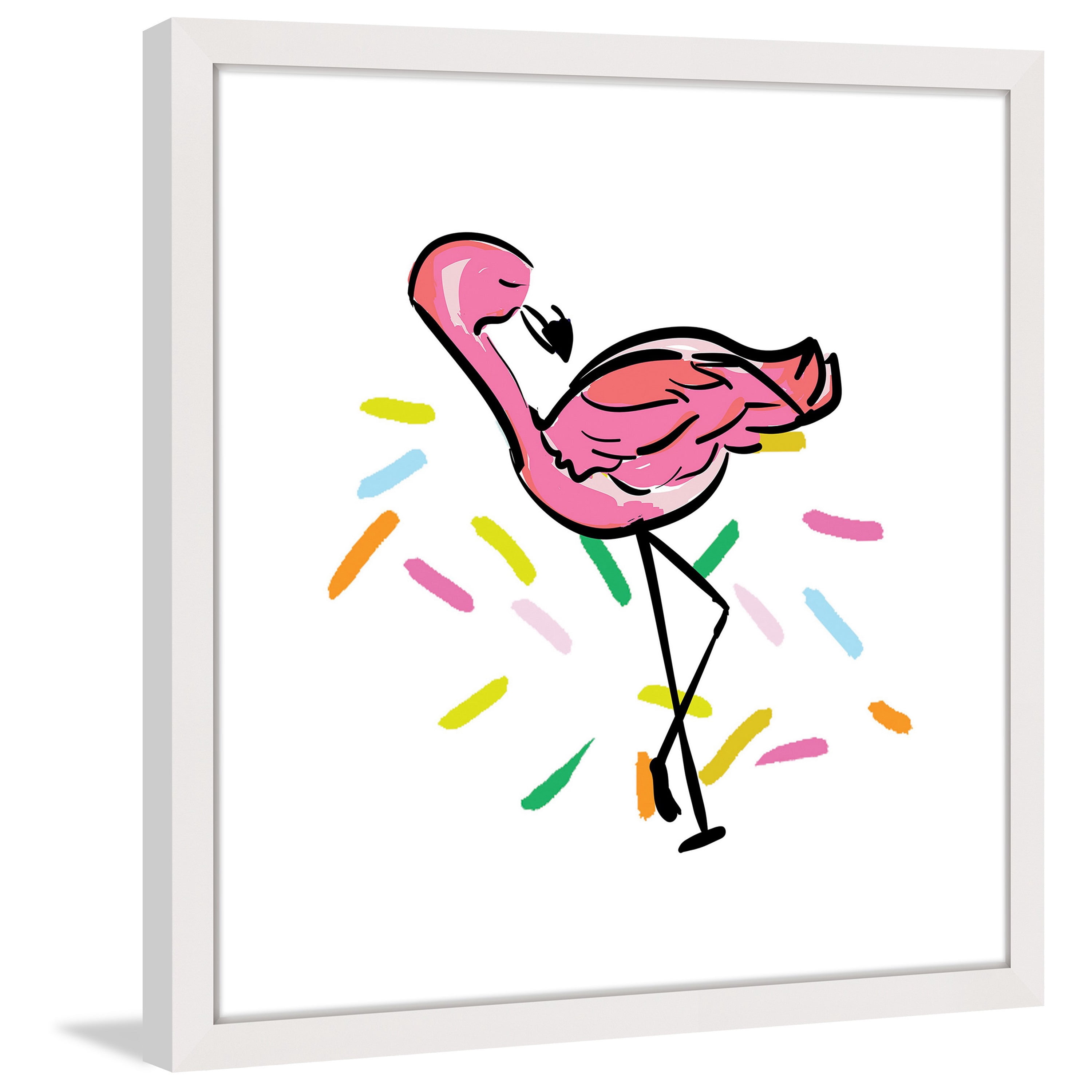Marmont Hill "Party Flamingo" by Shayna Pitch Framed Painting Print