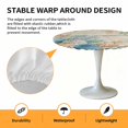 thumbnail image 2 of Elastic Fitted Round Tablecloth, Beige Beach Coastal Waterproof Stretch Table Cover for 36"-44" Tables, Summer Nautical Coral Shell Botanical Vintage Washable Outdoor Tablecloths for Patio, Picnic, 2 of 9