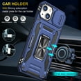 thumbnail image 7 of ELEHOLD Heavy Duty Rugged Case for iPhone 15 Full Protection with Sliding Camera Lens Cover Magnetic Metal Ring Holder Kickstand Anti-Scratch Shockproof Case for iPhone 15, Navyblue, 7 of 7