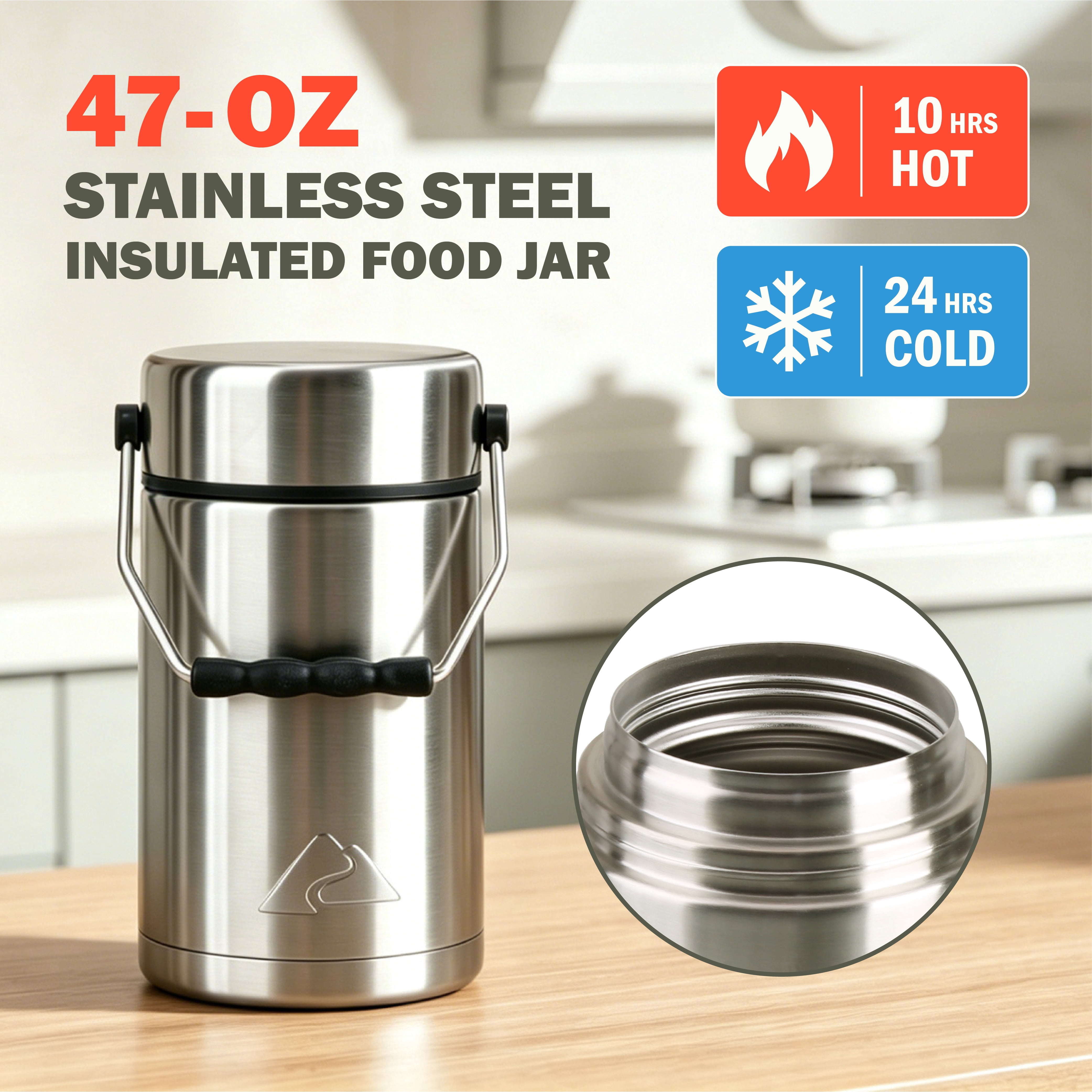 Ozark Trail 47 oz Stainless Steel Food Jar Vacuum-Sealed Leakproof