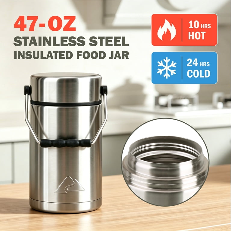 Ozark Trail 47 oz Stainless Steel Food Jar Vacuum-Sealed Leakproof
