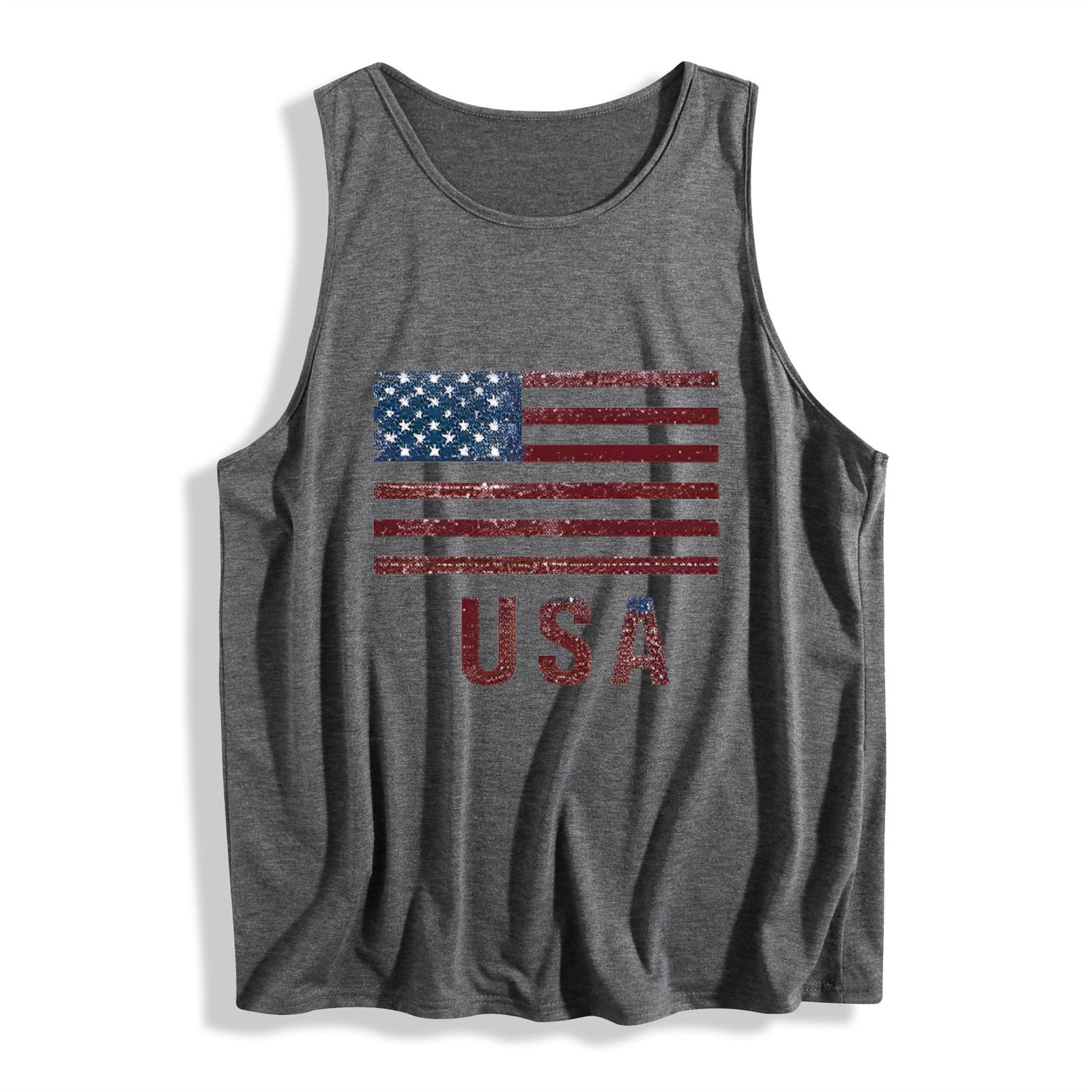 Xdegoge 4th of July USA Flag Tank Top for Women Retro Patriotic Graphic Sleeveless Round Neck Casual Summer Holiday American Pride Classic Sleeveless Shirt Tops Tees