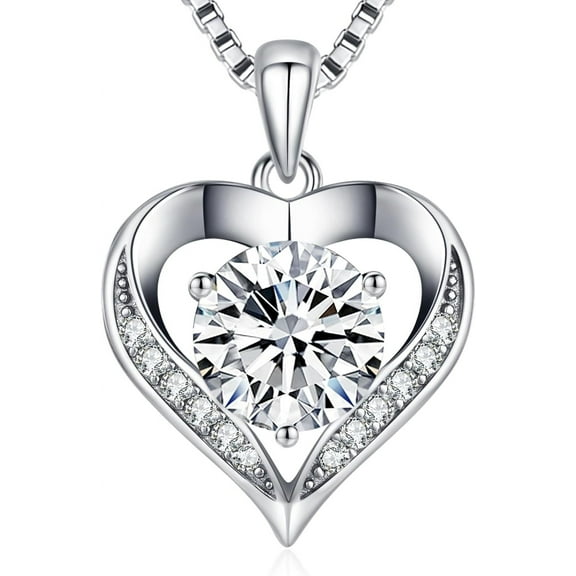 Leander Moissanite Necklace for Women, 1-3 Carat Moissanite Heart Necklace Engraved with 'I LOVE YOU', Birthday Gift for Wife, Anniversary Present for Wife, Women, Jewelry Gifts for Girlfriend, Mom