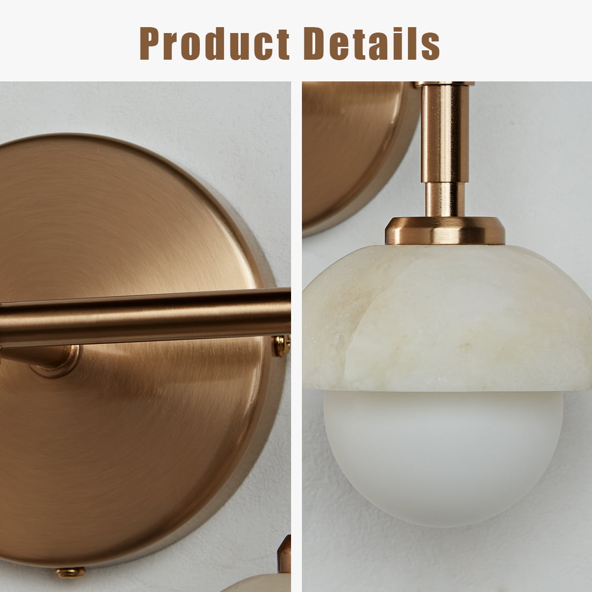 Opal Glass Shade and Hand-Carved Alabaster - Elegant Light Fixture for Hardwired Installation Brass Wall Sconce , Wall Lights for Living Room , Bedroom Wall Light Sconces