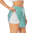 thumbnail image 1 of Balery Teal Turquoise Glitter Pantalones cortos deportivos para mujer con forro y dos bolsillos, elásticos, para entrenamiento, gimnasio, yoga-Medium, 1 of 7