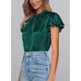 thumbnail image 4 of Blusa para Mujer PRETTYGARDEN Manga con Volantes Satín Verde Oscuro XXL, 4 of 5