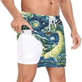 thumbnail image 2 of joogoo Men's Oil Paint Dragon Swim Trunks with Liner Pocket Beach Shorts Medium, 2 of 9
