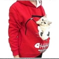 thumbnail image 1 of Sudadera con capucha para amantes de los gatos, sudadera con capucha con diseño de pata de perro canguro, sudadera con bolsillo para acurrucarse, sudadera con capucha con orejas de animal, vino tinto, 1 of 4