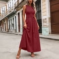 thumbnail image 2 of Vestido de Camiseta Negra para las Mujeres Casual Sólido Cuello Redondo sin Mangas Elegante Suelto Vestido Largo para Cualquier Ocasión, 2 of 5