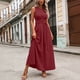 thumbnail image 2 of Vestido de Camiseta Negra para las Mujeres Casual Sólido Cuello Redondo sin Mangas Elegante Suelto Vestido Largo para Cualquier Ocasión, 2 of 5