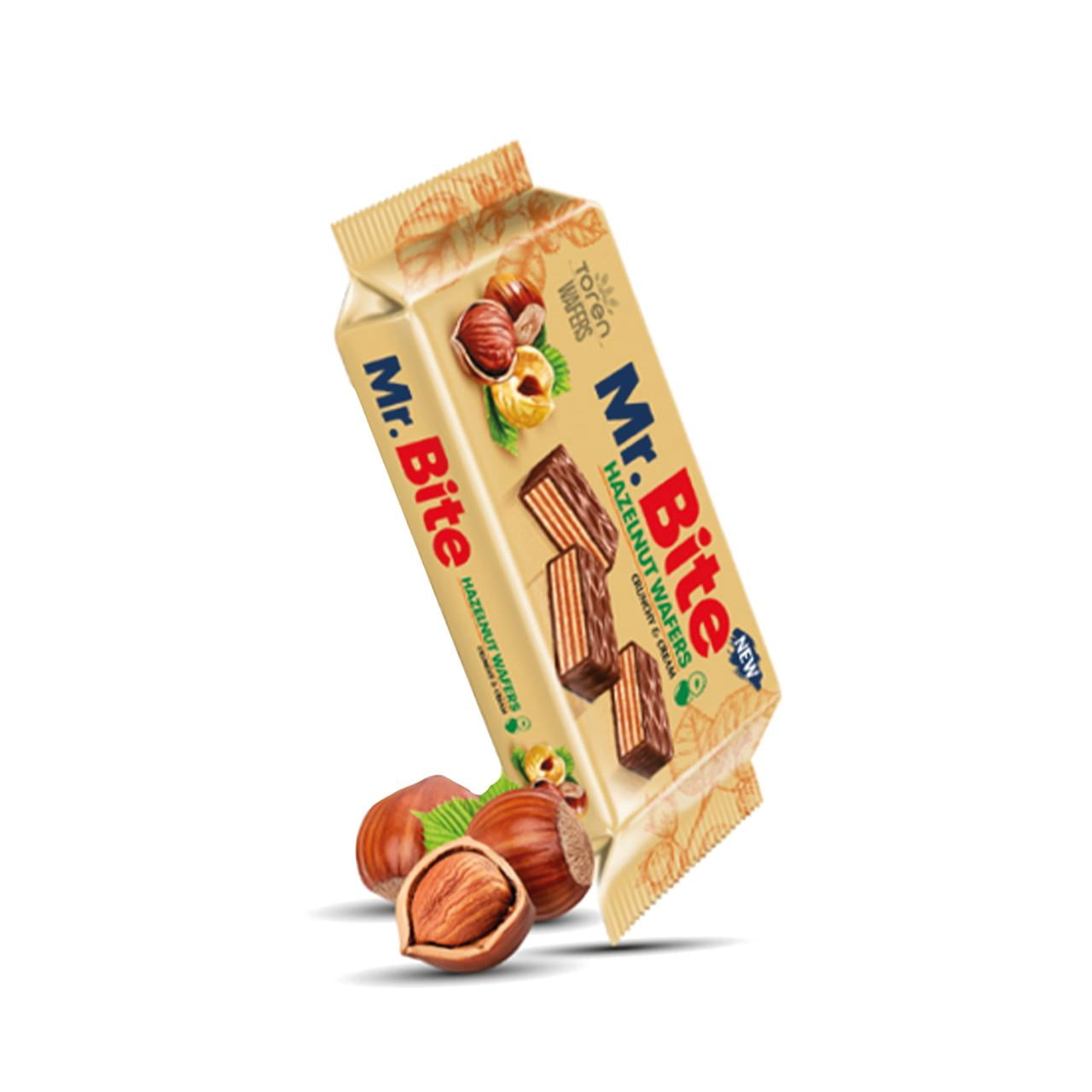 MR. BITE Milk Chocolate Coated Wafer With Hazelnut Cream 38g, 24 items