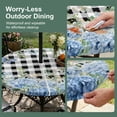 thumbnail image 3 of Round Outdoor Tablecloth with Umbrella Hole and Zipper, Blue Hydrangea Fitted Table Cover with Elastic Edge for 36-44 Inch, Spring Summer Eucalyptus Black Checkered Waterproof Patio Tablecoths, 3 of 9