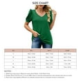 thumbnail image 4 of Slatcetga Puff Sleeve Blouse V Neck Pure Color Frill Trim Curve Hem Stretchy Casual Blouse for Women Summer Dark Green S, 4 of 6