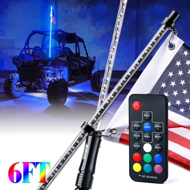 Xprite 6ft Remote Control Led Whip Light With Rgb Colors