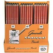 General's Extra Smooth Top Quality Charcoal Pencils, Assorted Tips, Black, Set of 72