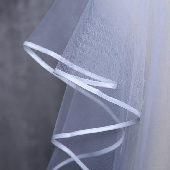Women Wedding Dress Veil Two Layersf Tulle Rbbon Edge Bridal Veils Accessories