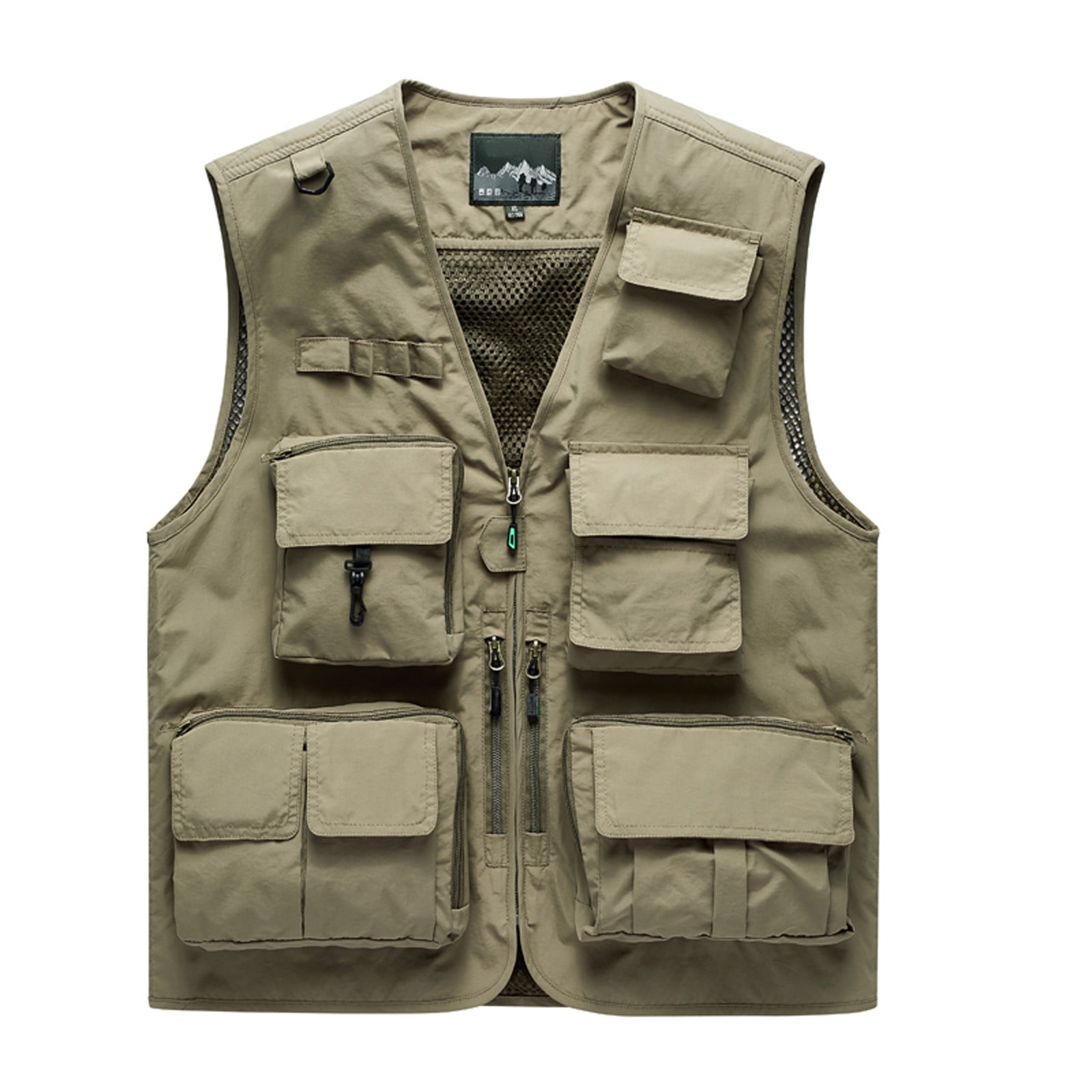 Uorcsa Soft Zipper Daily Vest Personality Solid Mens Set Khaki ...