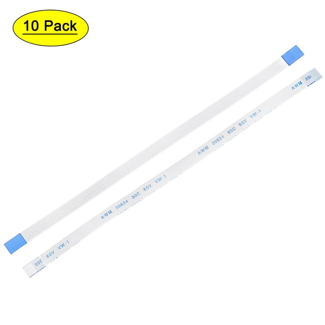 Unique Bargains 10pins Flexible Flat Cable FPC FFC A Type Ribbon Cable for Audio DVD Player Laptop PE White 10Pcs