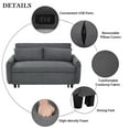 thumbnail image 3 of Aukfa 57.48" Sleeper Sofa Bed, Modern Convertible Loveseat Sofa Couch with USB Ports, Dark Gray, 3 of 8