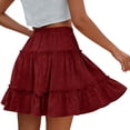thumbnail image 5 of Boho Mini Skirts for Women Hollow Out Eyelet Embroidery High Waist Flowy Tiered Skirt Casual Basic Weekend Skirt Spring Summer 2026 Beach Vacation Outfits Cover Ups, 5 of 6