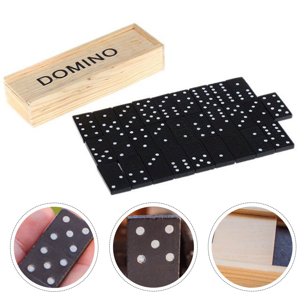 2 Sets Black Wooden Domino Blocks Set Stacking Toy Blocks Domino Board Games  Playing Game Science Teaching Domino Toys Table Game 