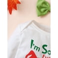 thumbnail image 5 of Suealasg Toddler Baby Girls Christmas Outfits 3M 6M 12M 18M 24M Long Sleeve Letter Print Romper Shorts Headband Set 3pcs Newborn Girls Fall Winter Clothes, 5 of 9