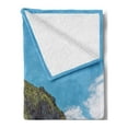 thumbnail image 2 of Beach Soft Flannel Fleece Throw Blanket, Famous Shape Rock with the Grand Hole in Bay of Islands Nz Cavern Peaceful, Cozy Plush for Indoor and Outdoor Use, 70" x 90", Blue Grey, by Ambesonne, 2 of 5