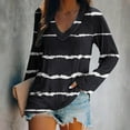 thumbnail image 2 of Annhoo Going out Tops for Women Fall Long Sleeve Casual V Neck T Shirts Trendy Stripes Print Blouse Tees, 2 of 4