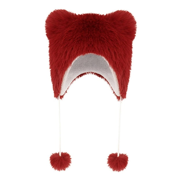 Xuanheng Tuque d'Hiver pour Enfant avec Cache-Oreilles Tuque Chaude Portable Adorable Légère Rouge